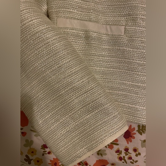 NWT silver and gold Textured shiny reflecting stripes cream ivory color jacket - Picture 6 of 8